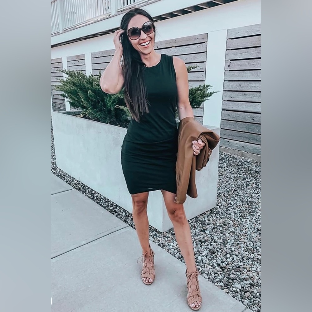 BTFBM Sleeveless Black Wrap Bodycon Dress Sz L Spring Summer Beach Party Vacay - Picture 9 of 11